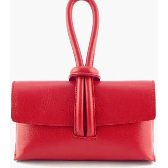 The Bari Italian Leather Wristlet Clutch Bag In Red, Gold Or Pink