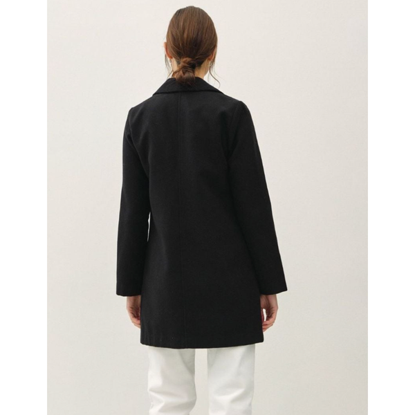 The Slate Black Single Button Coat with Pockets