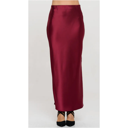 The Lorena Burgundy Satin Maxi Skirt