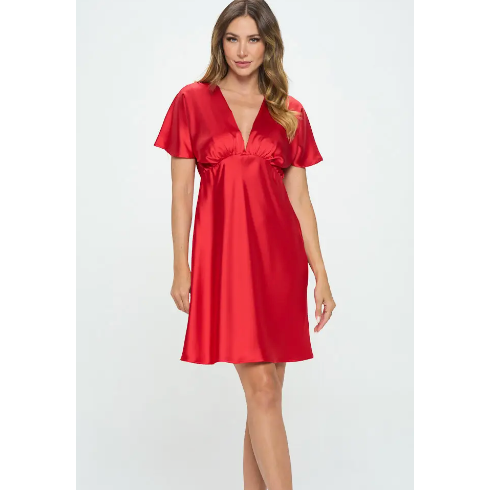 The Beverly Red Satin  Dress