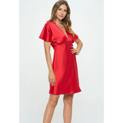 The Beverly Red Satin  Dress