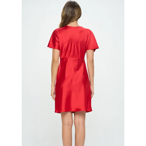 The Beverly Red Satin  Dress