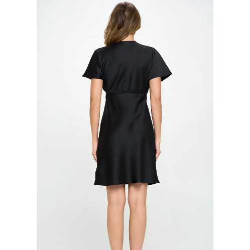 The Beverly Black Satin Dress