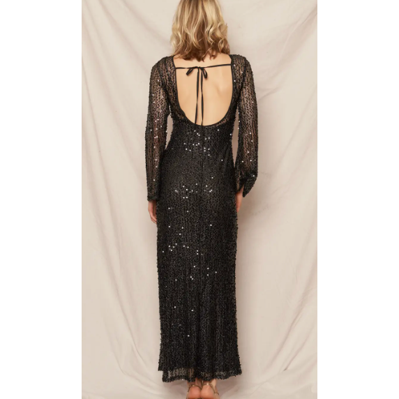 The Runway Black Sequin Overlay Maxi Dress