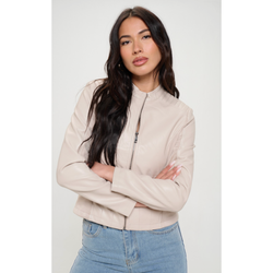 The Landon Cream Vegan Leather Jacket