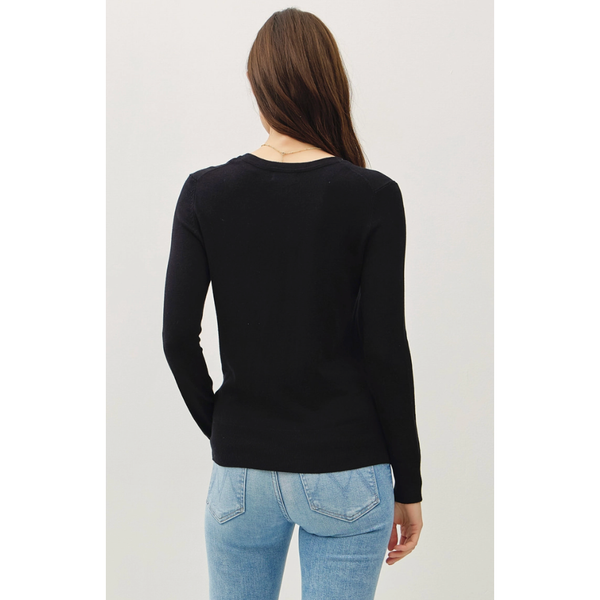The Sadie Black V-Neck Sweater