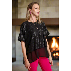 The Cheers To That Sequin Black Tunic Top