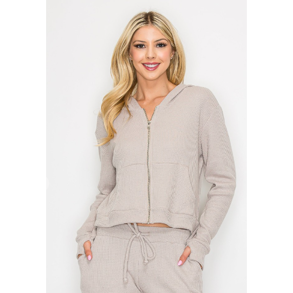 The Billie Beige Waffle Knit Loungewear Set