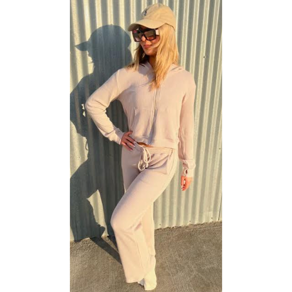 The Billie Beige Waffle Knit Loungewear Set