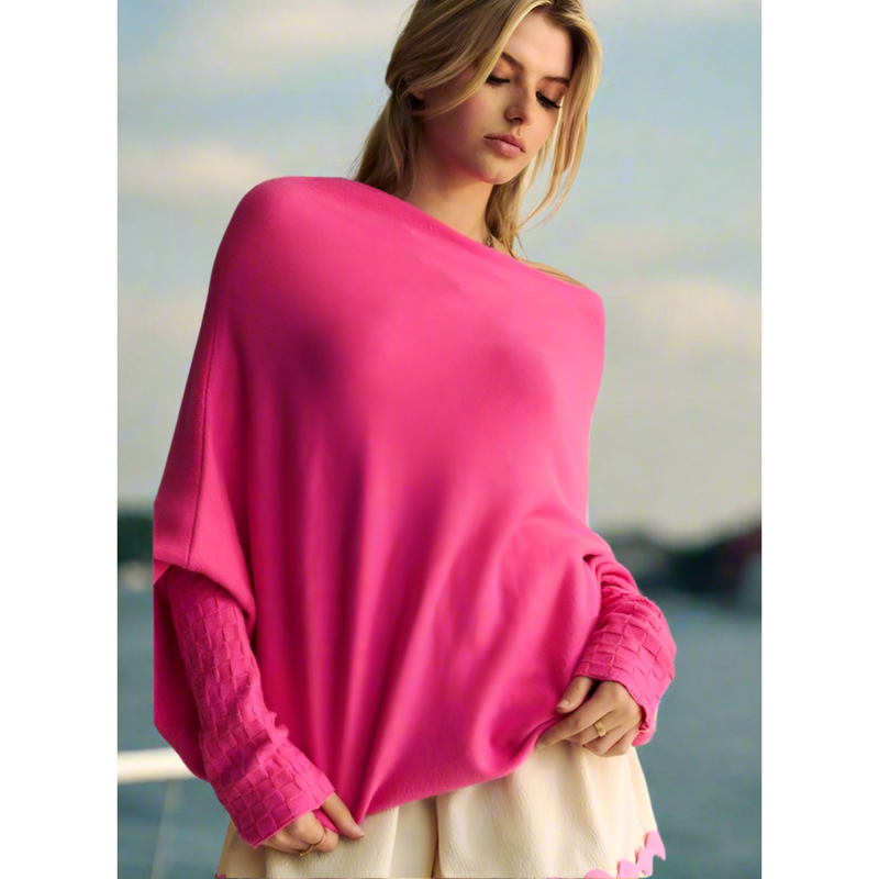 The Batwing Sleeve Hot Pink Sweater