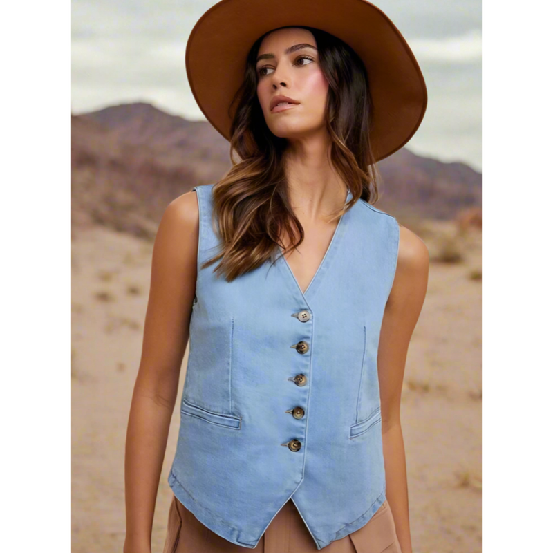 The Joey Light Wash Denim Vest