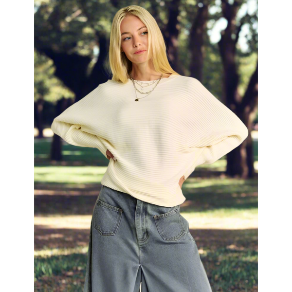 The Hayden Cream Batwing Sleeve Sweater