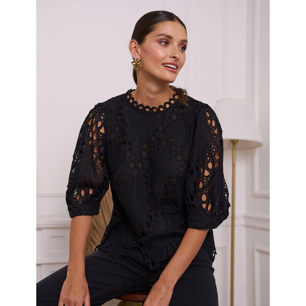 The Karma Black Guipure Lace Top