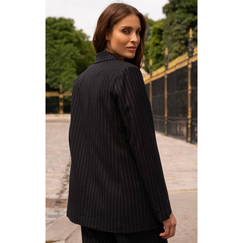 The Martine Black Striped Blazer