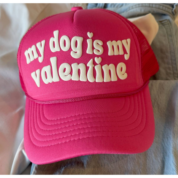 My Dog is My Valentine Hot Pink Valentine's Day Hat