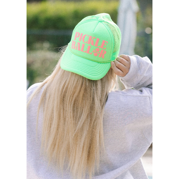 The Pickle Baller Neon Green Trucker Hat