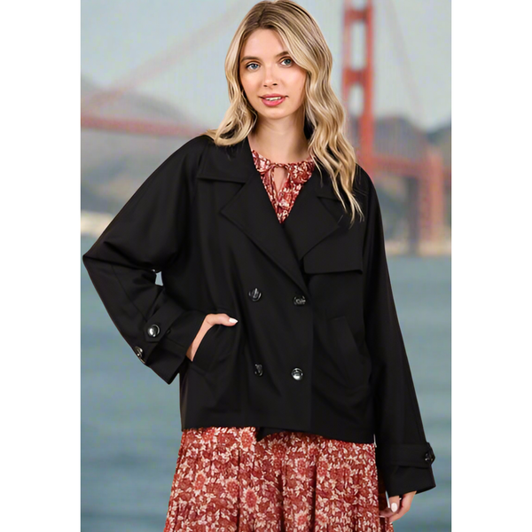 The Monterey Black Trench Coat Jacket