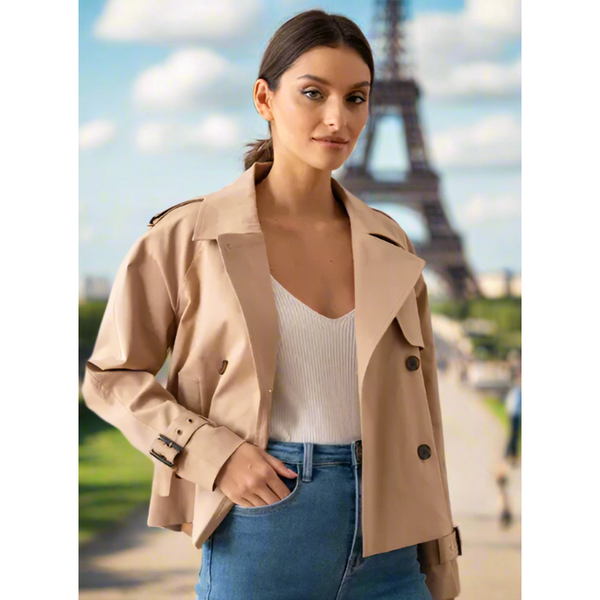 The Amsterdam Camel Cropped Trench Jacket