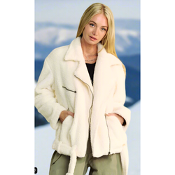 The Park City Cream Faux Fur Moto Jacket