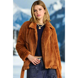 The Park City Chestnut Faux Fur Moto Jacket