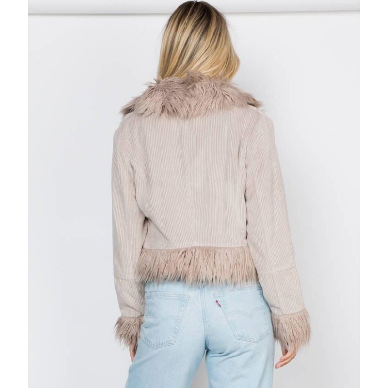 The Palermo Taupe Fur Trim Jacket