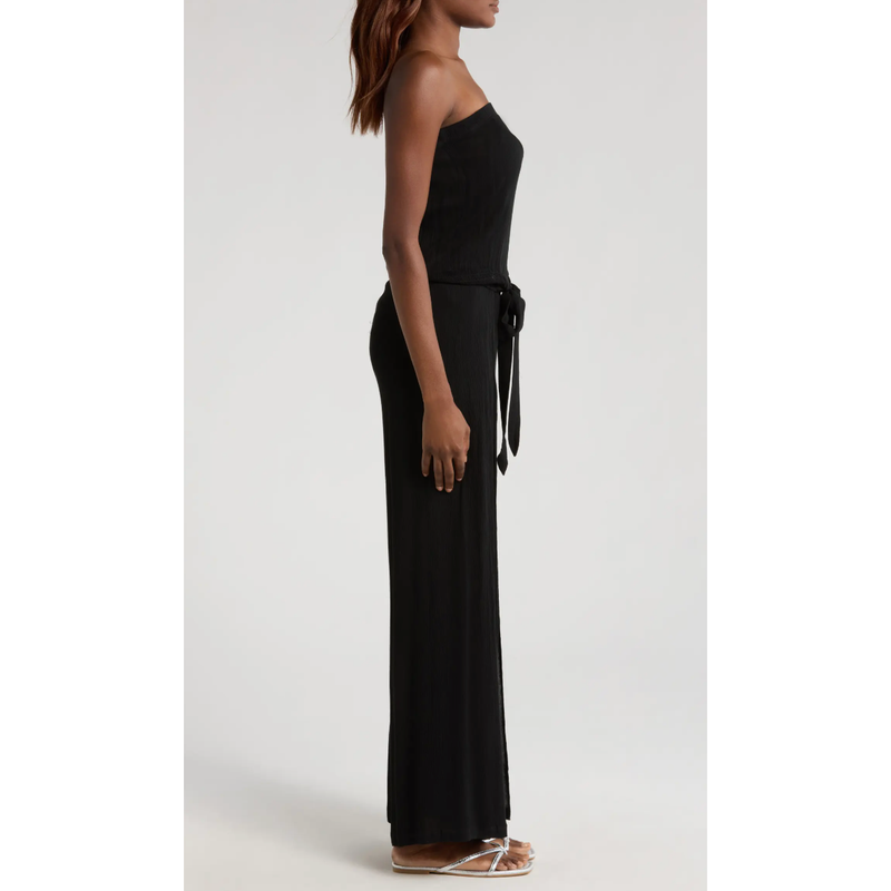 The Selena Black Strapless Wide Leg Jumpsuit