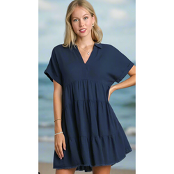 The Amy Navy Blue Tiered Dress