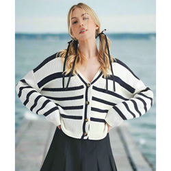 The Sail Away Navy/White Striped Cardigan