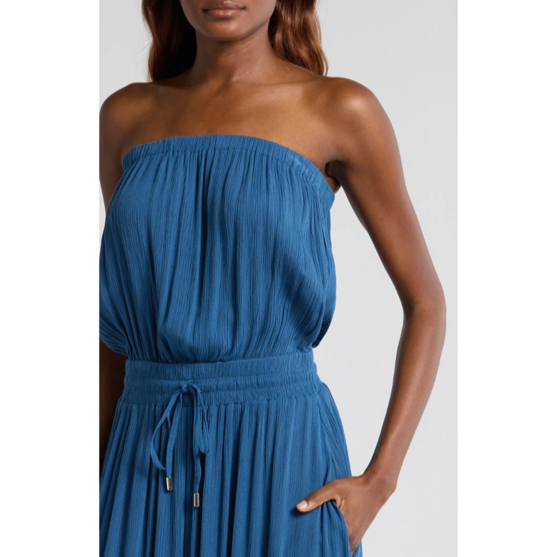 The Cabana Blue Strapless Maxi Dress