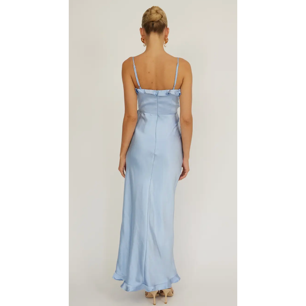 The Kathleen Light Blue Luxe Satin Maxi Dress