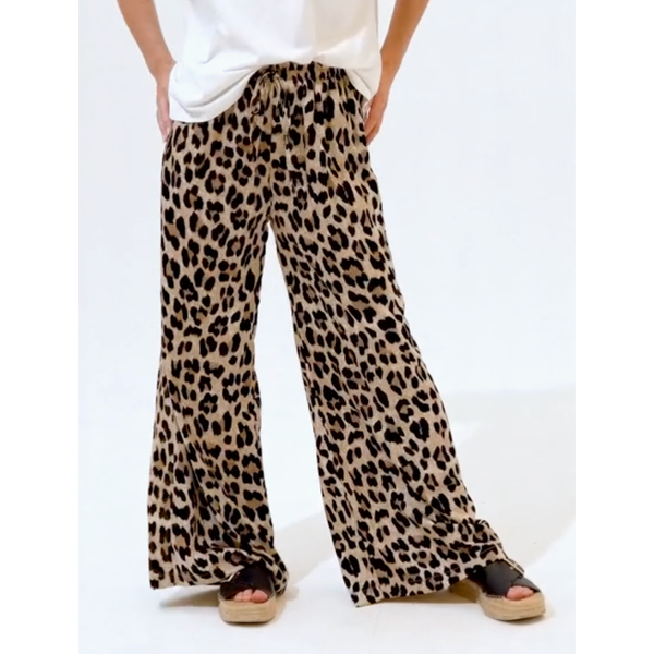 The Tina Leopard Print Drawstrings Pants