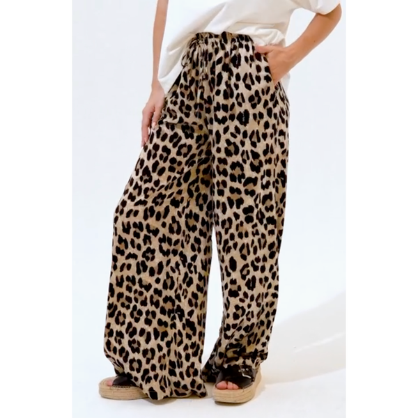 The Tina Leopard Print Drawstrings Pants