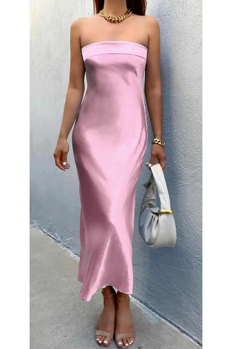 The Jane Dusty Pink Strapless Column Midi Dress S The Jane Dusty Pink Strapless Column Midi Dress S