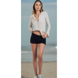 The Indio Black Tiered Ruffle Lace Micro Shorts