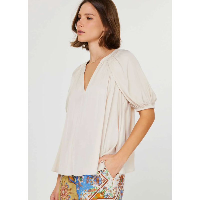 The Nina Light Beige V-Neck Top
