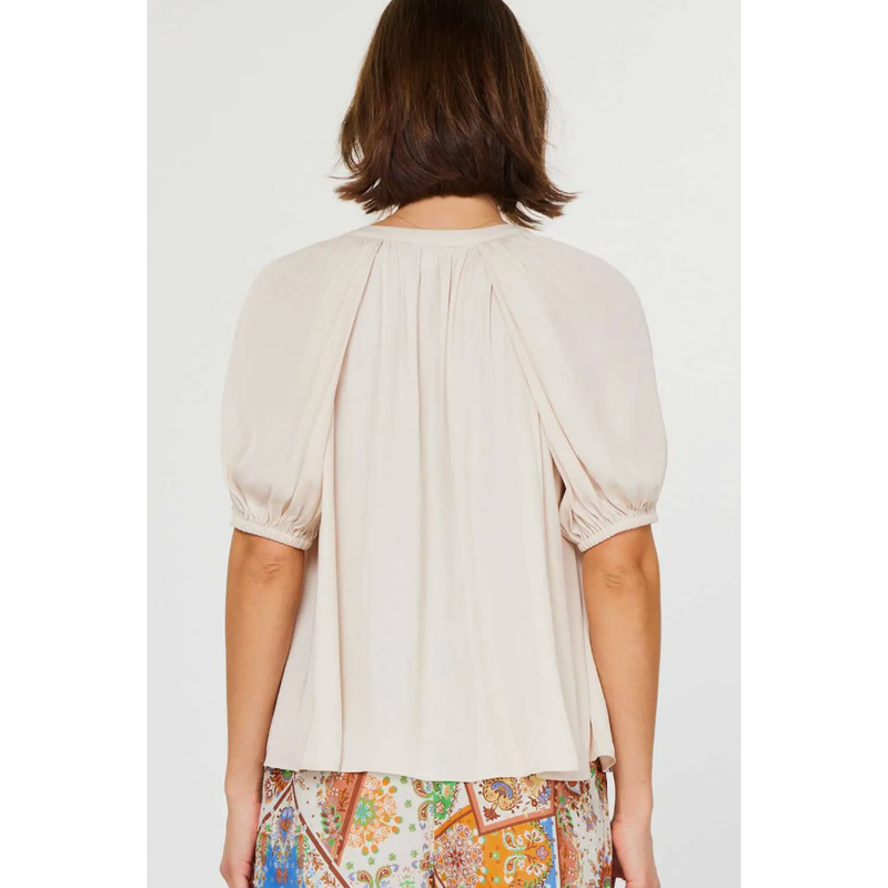 The Nina Light Beige V-Neck Top