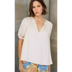 The Nina Light Beige V-Neck Top