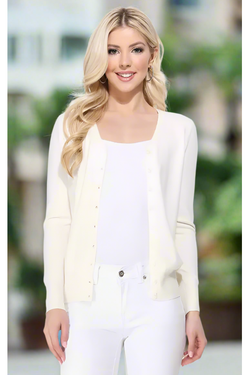 The Bailey Ivory Knit Cropped Cardigan Sweater