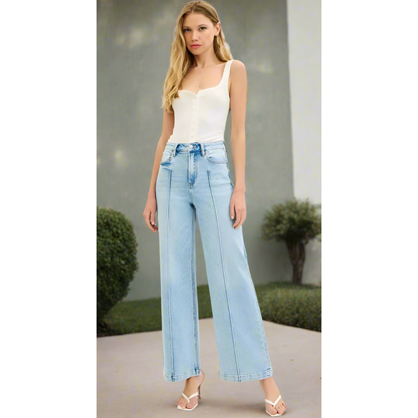 The Vida Light Wash High Waist Pintuck Jeans
