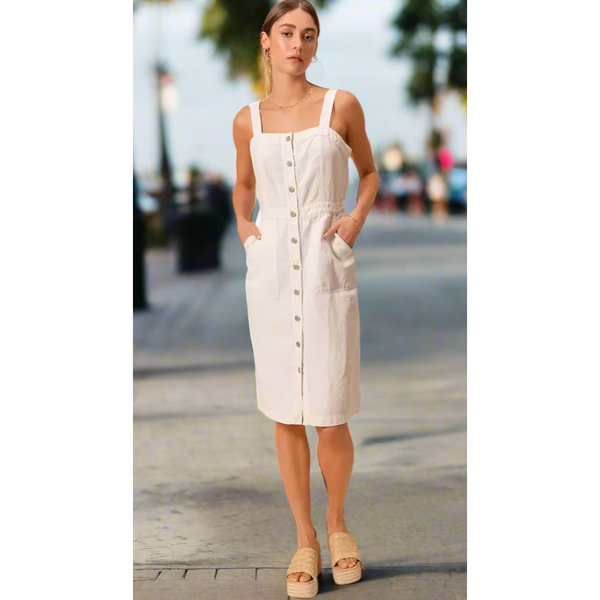 The Charlotte White Button Front Dress