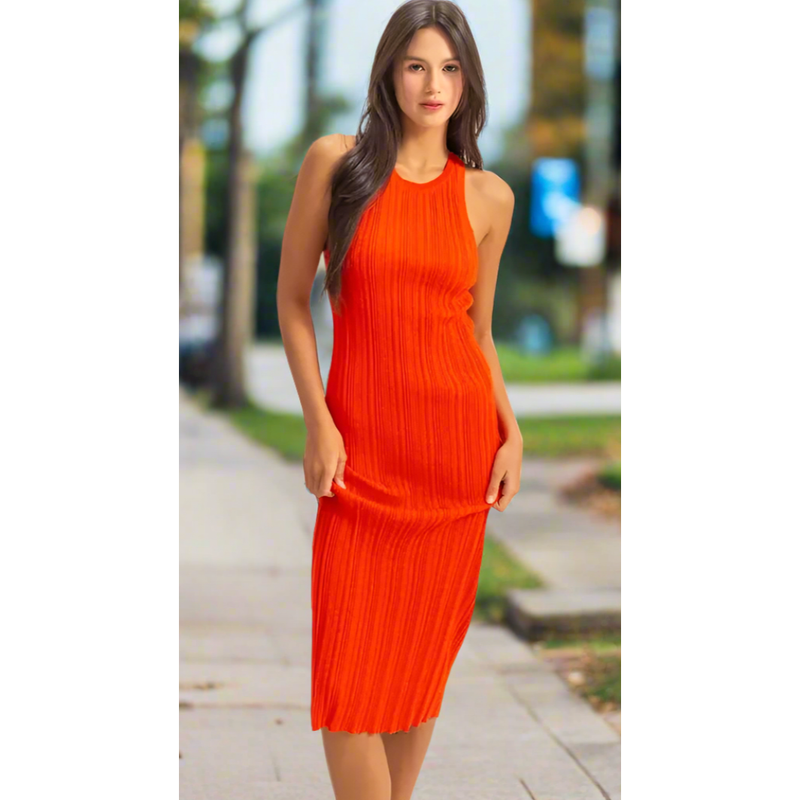 The Tracy Red Ribbed Tank Dress
