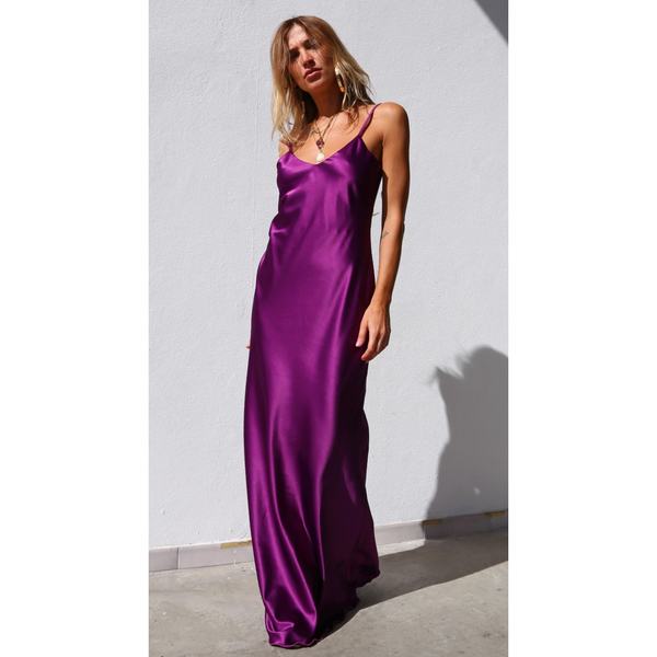 The Rimini Raspberry Slip Maxi Dress