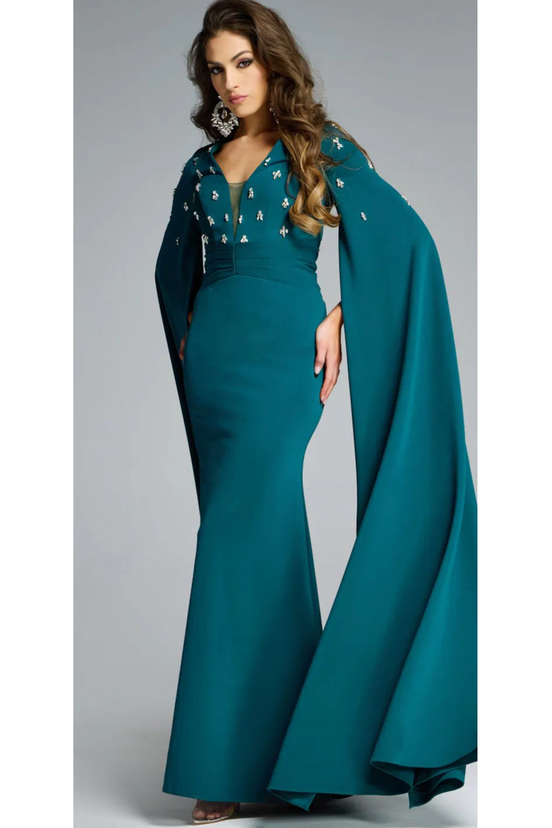 The Jovani 43830 Emerald Green Fitted Sequin Embellished Gown