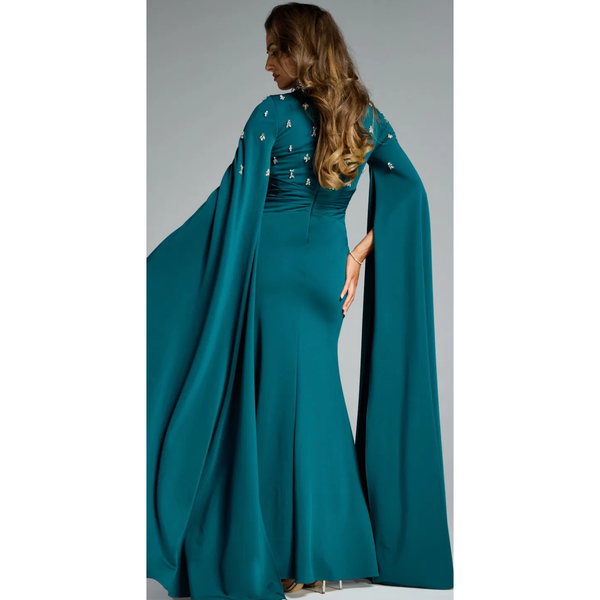 The Jovani 43830 Emerald Green Fitted Sequin Embellished Gown