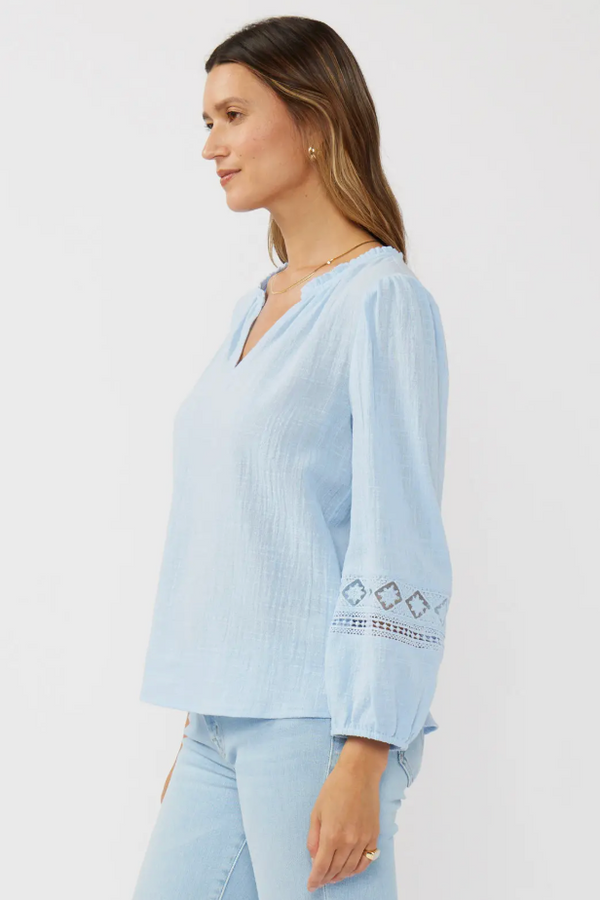 The Leanne Light Blue V-Neck Top