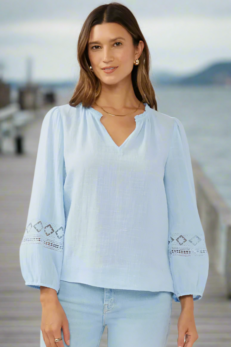 The Leanne Light Blue V-Neck Top
