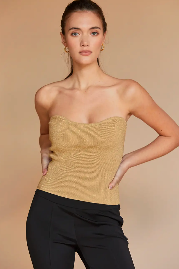 The Harper Gold Lurex Tube Top