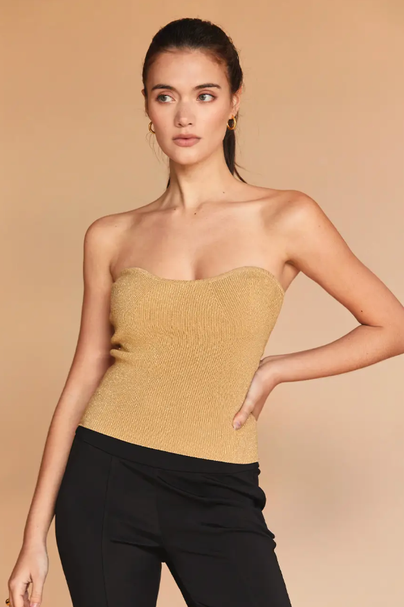 The Harper Gold Lurex Tube Top