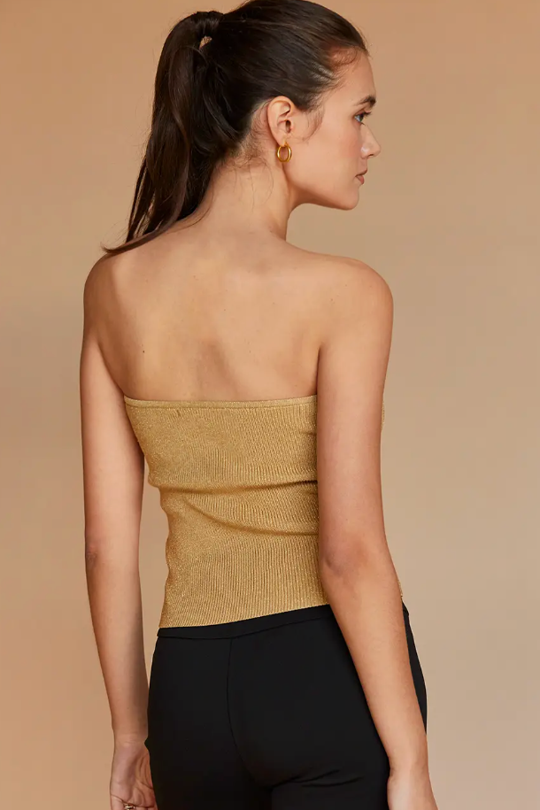 The Harper Gold Lurex Tube Top