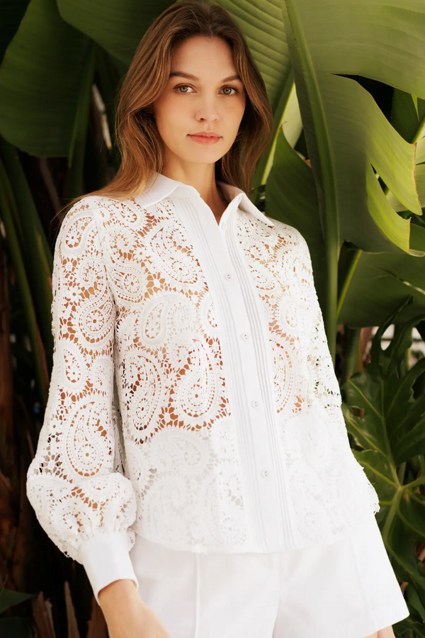 The Bridgette White Lace Top